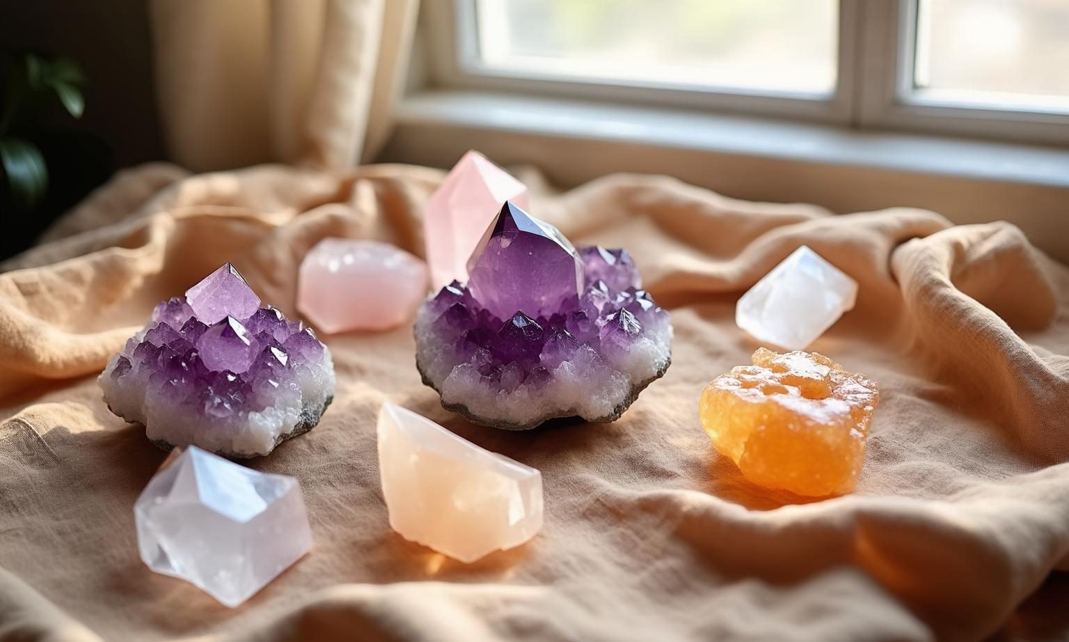 Raw crystals and gemstones