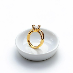 Ring Holder Dish – Ceramic & Gold