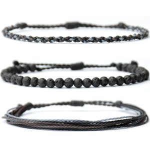 Black Waxed Cord Rolls, 3 Pack