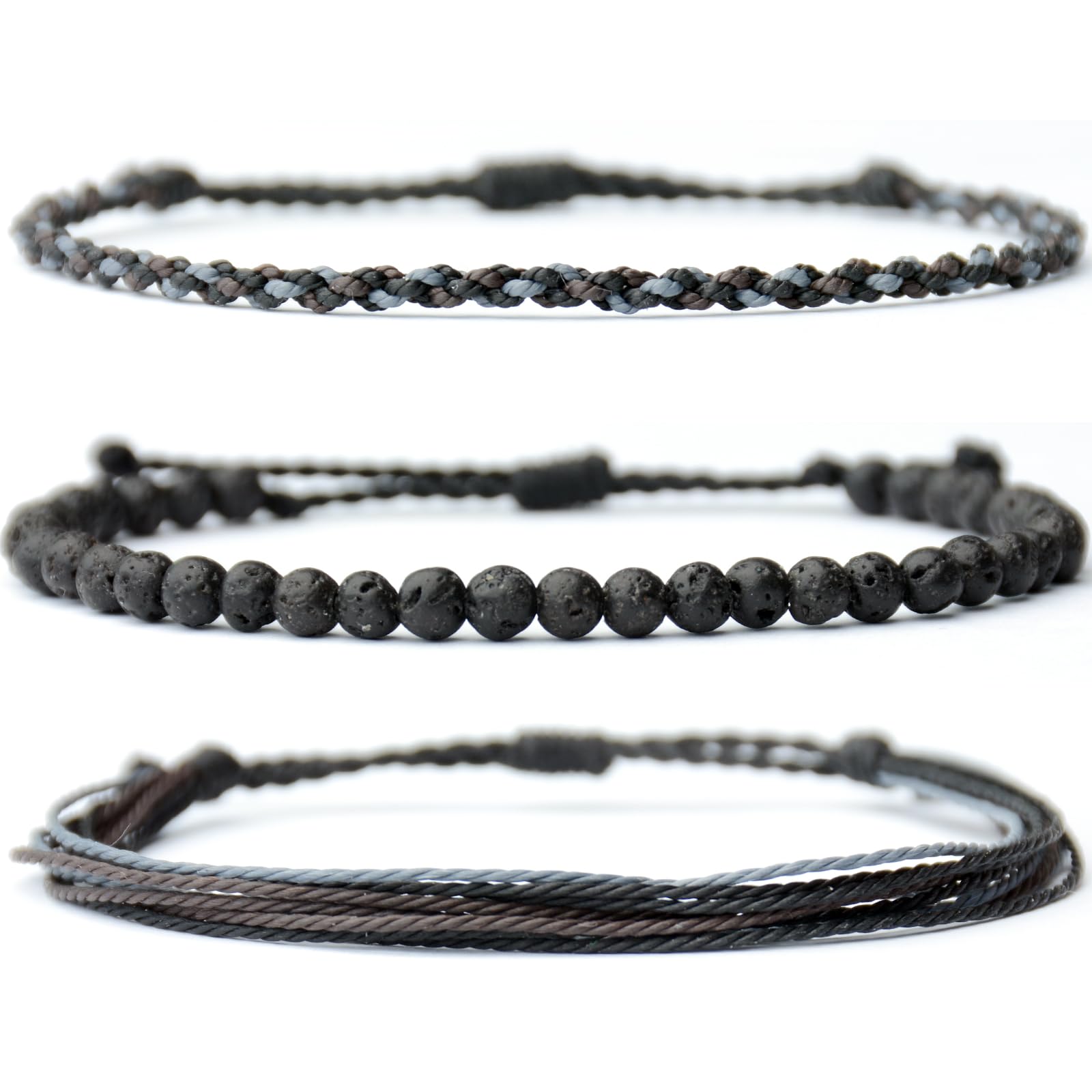 Black Waxed Cord Rolls, 3 Pack